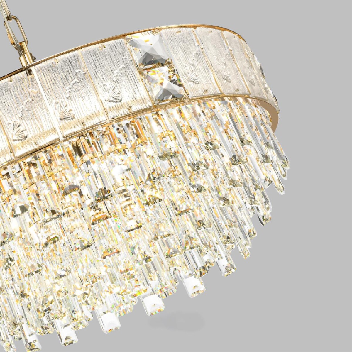 5070/12 HALL (В 2-х КОРОБКАХ) ODL24 601 золото/прозрачный/матовый/металл/хрусталь/стекло Люстра E14 12*40W FIESTA — изображение 4