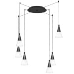 в наличии 757067 Люстра CONE 6х40W GU10 ЧЕРНЫЙ МАТОВ/ПРОЗРАЧНО-МАТОВЫЙ - купить в интернет-магазине Светильники Торг