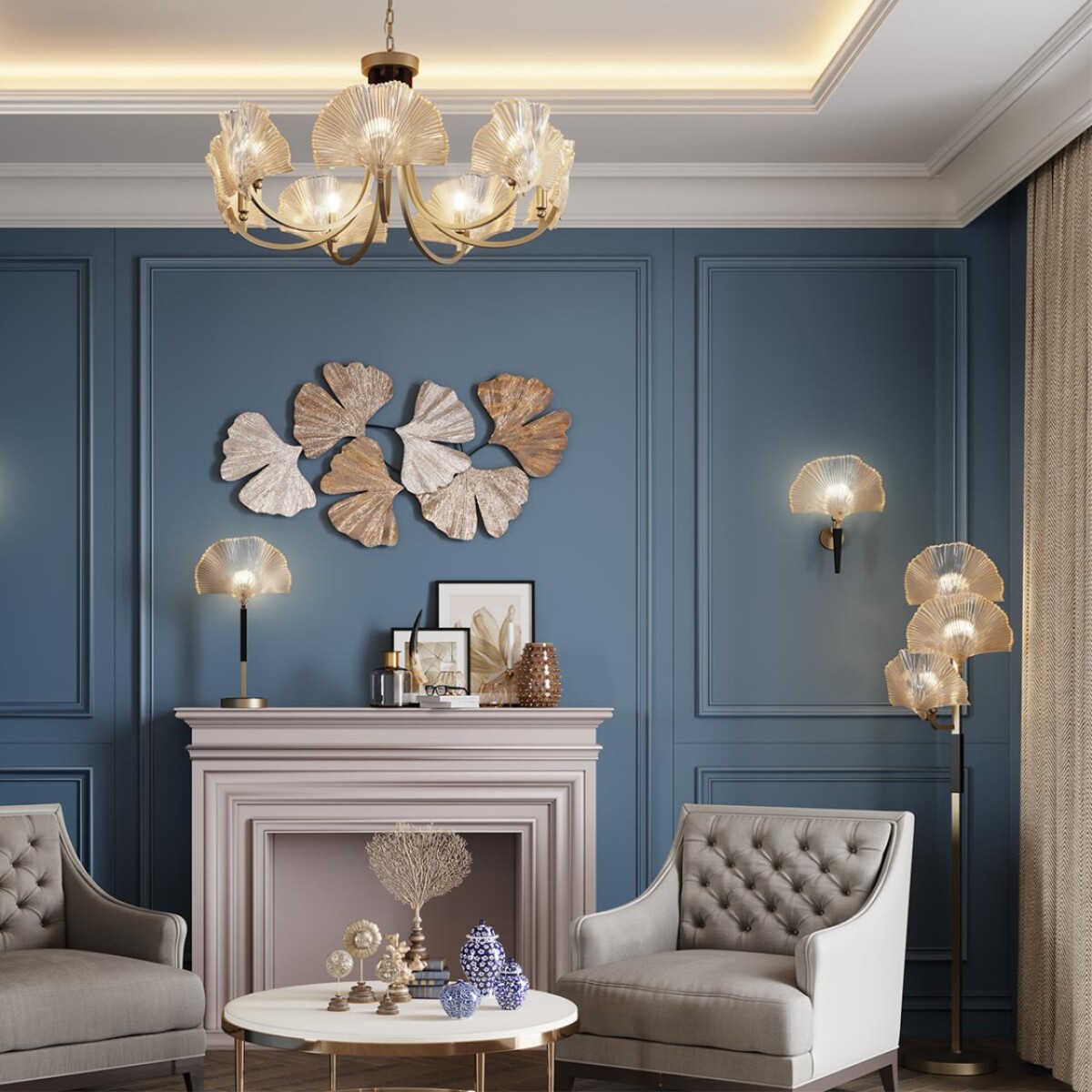 4870/7 HALL ODL_EX22 149 золотой/чёрный/стекло Люстра E14 7*40W VENTAGLIO — изображение 1