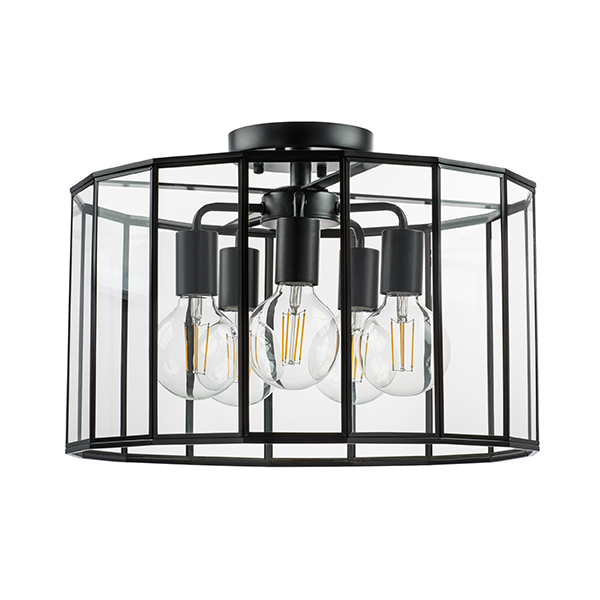 в наличии 798257 Люстра GENNI 5х40W E27 ЧЕРНЫЙ МАТОВЫЙ/ПРОЗРАЧНЫЙ - купить в интернет-магазине Светильники Торг