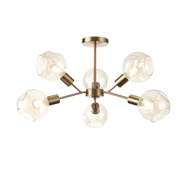 utsenka-SLE155302-06 Светильник потолочный Античная медь/Янтарный E14 6*60W ГЕНТОРЕ