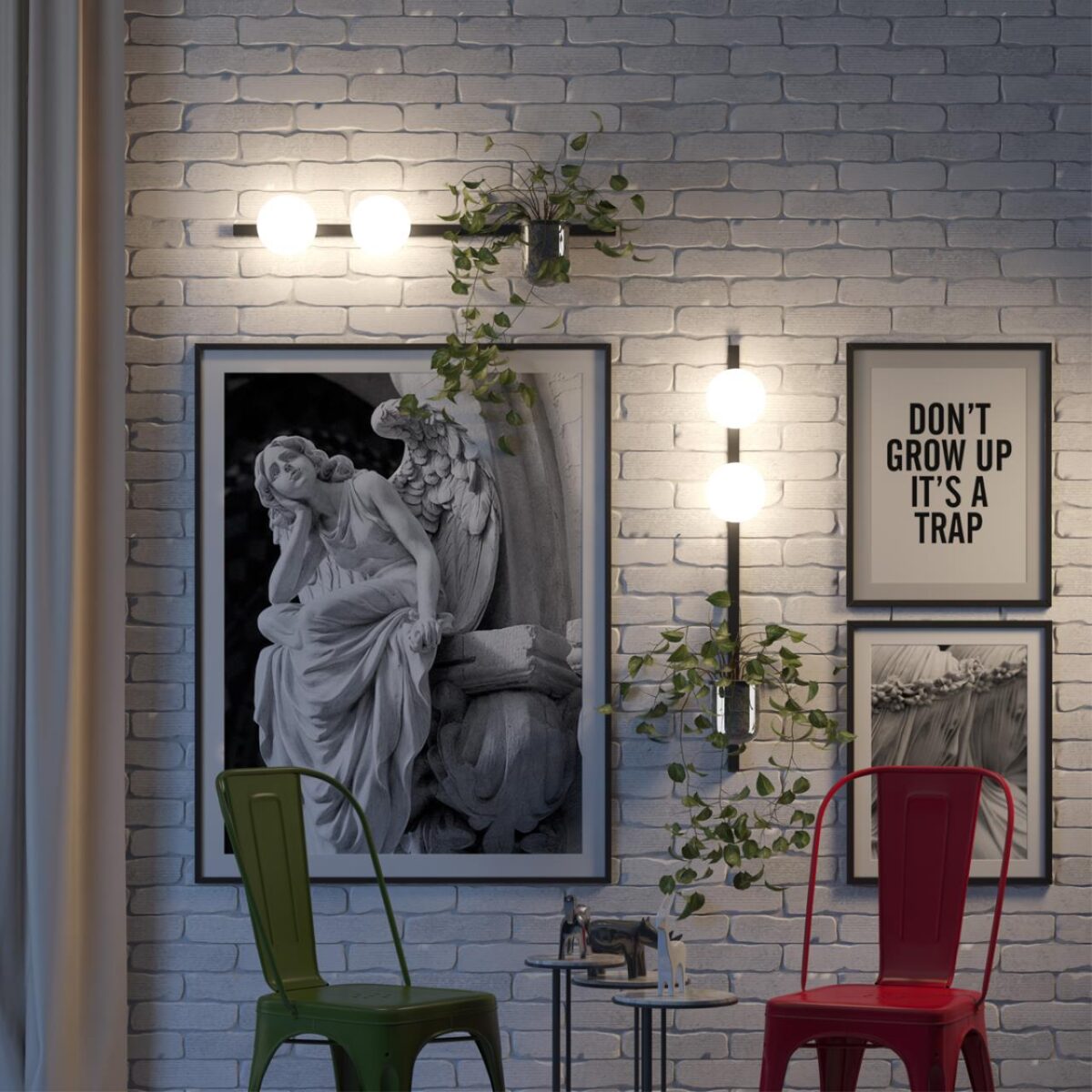 4681/2W WALLI ODL20 463 черный/белый Настенный светильник E14 2*40W 220V FLOWER — изображение 1