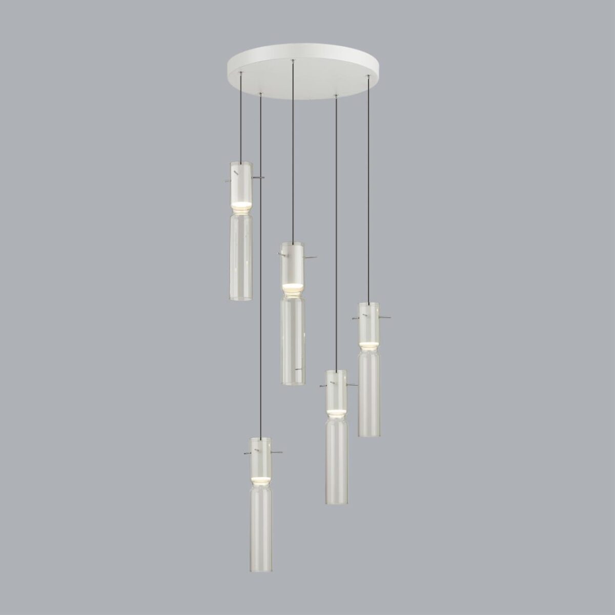 5058/25LB PENDANT ODL24 385 белый/прозрачный/металл/стекло Люстра каскадная LED 5*5W 3000K SCROW — изображение 3
