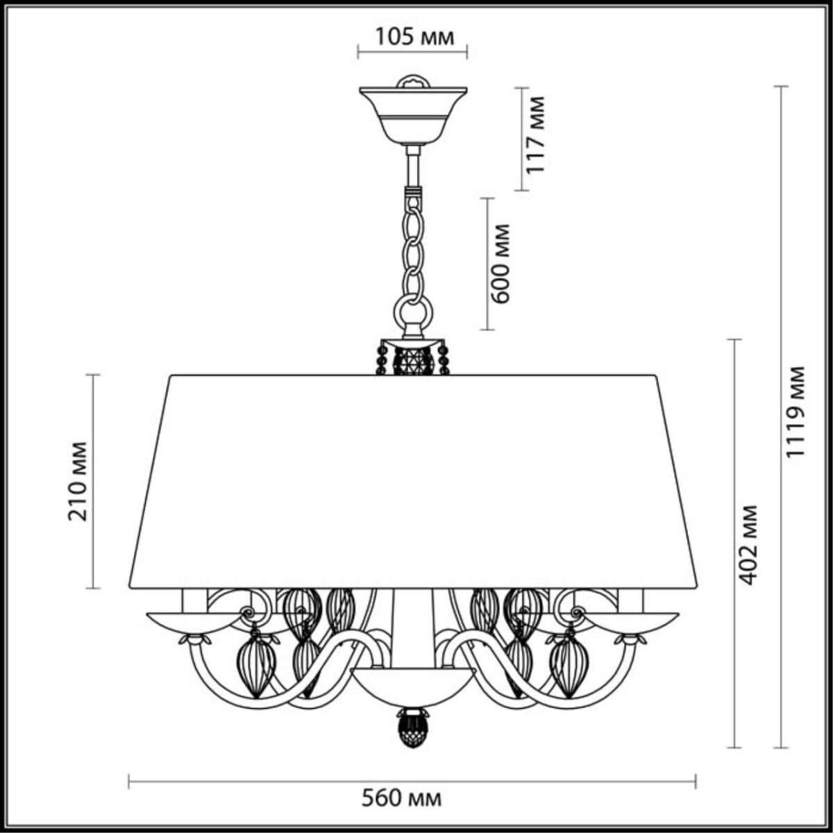 3921/4 CLASSIC ODL18 648 бронза/ткань/стекло Люстра IP20 E14 4*40W 220V NIAGARA — изображение 1