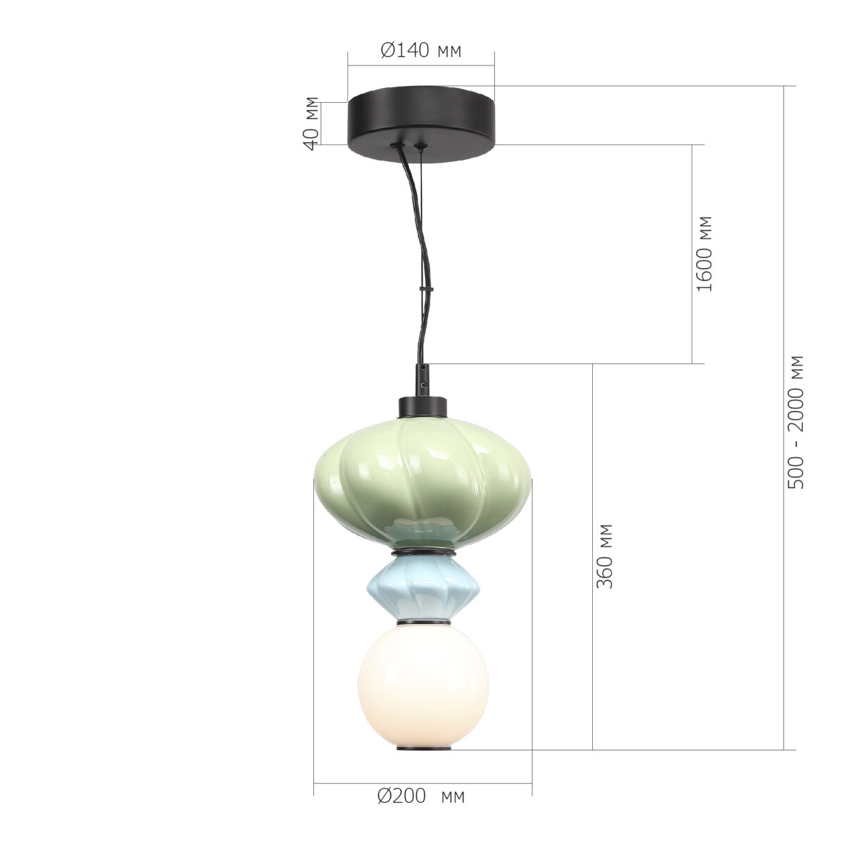 SL6134.403.01 Светильник подвесной ST-Luce черный/зелёный, синий, опаловый LED 1*8W 3000K ФЛОРЕНТИНИ — изображение 4