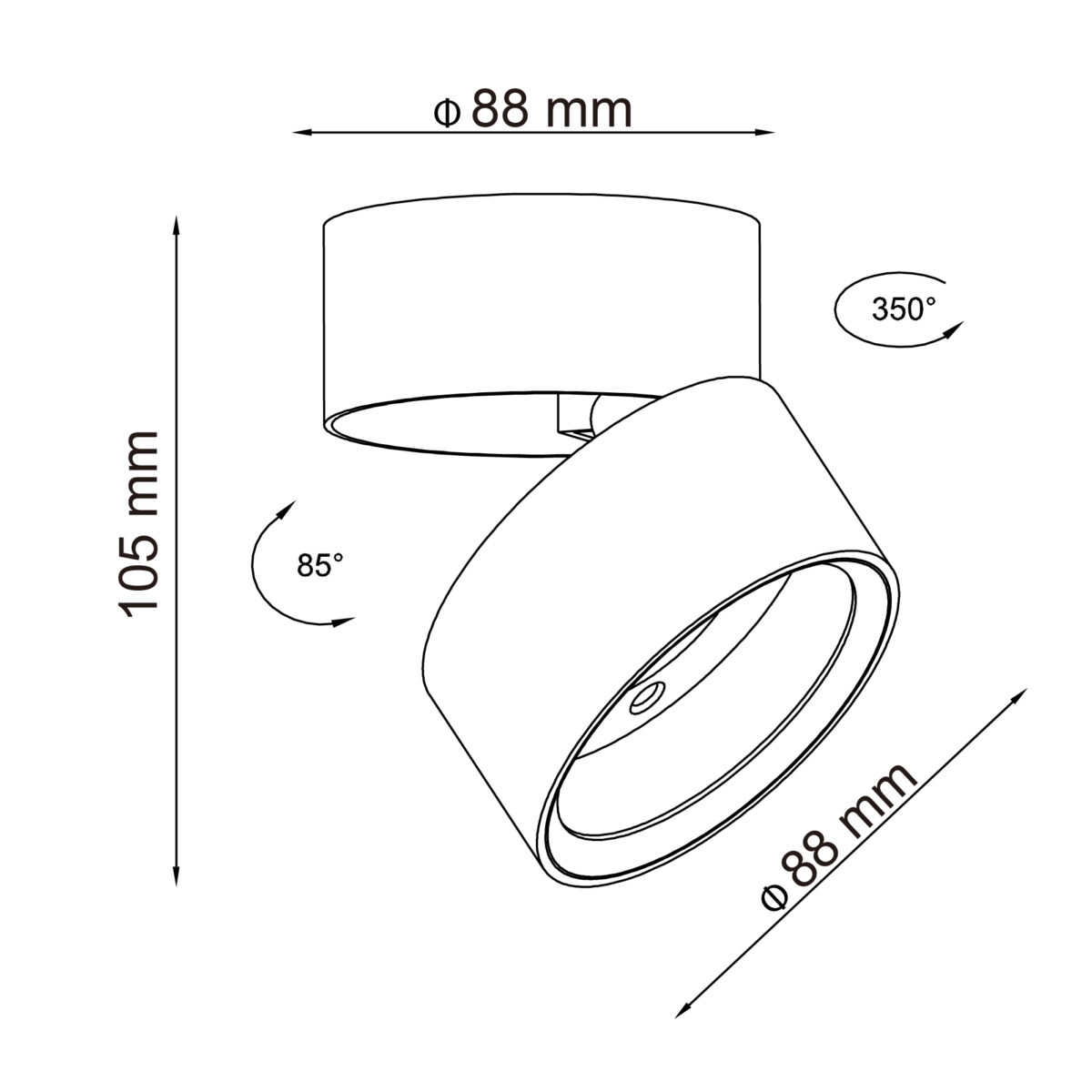 ST651.542.14 Светильник потолочный поворотный Белый LED 1*14W 4000K 1 100Lm Ra>90 120° IP20 D105xH88 Накладные светильники — изображение 4