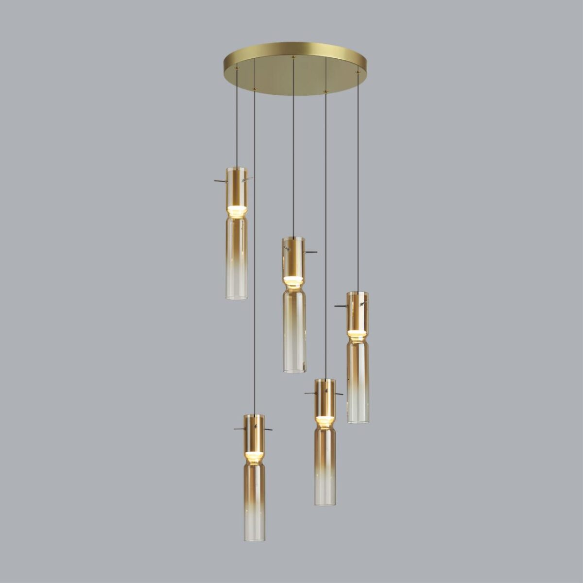 5058/25LA PENDANT ODL24 385 золотой/янтарный/металл/стекло Люстра каскадная LED 5*5W 3000K SCROW — изображение 3