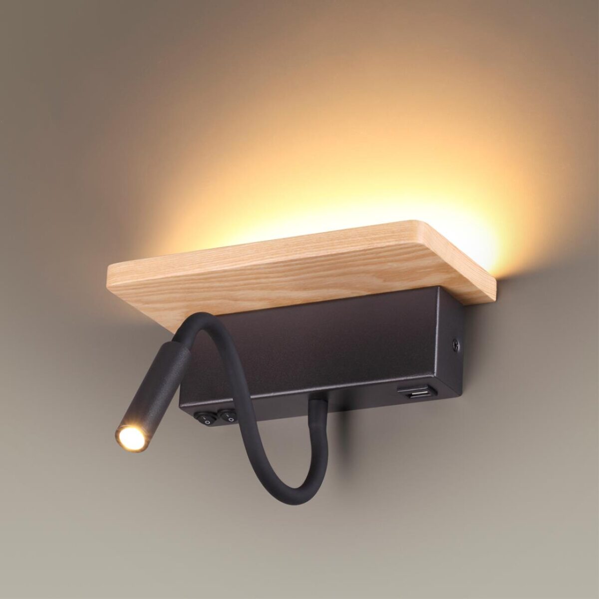 3868/8WL HIGHTECH ODL19 475 св.дерево/дерево Настен. светильник LED 8W 560Лм 3000К USB зарядка WOODY — изображение 4