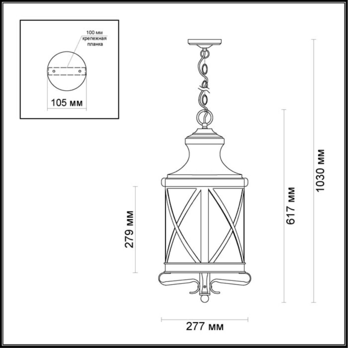 4045/3 NATURE ODL18 701 черный/золотая патина Уличный светильник-подвес IP44 E14 3*60W 220V SATION — изображение 2