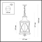 4045/3 NATURE ODL18 701 черный/золотая патина Уличный светильник-подвес IP44 E14 3*60W 220V SATION — изображение 2