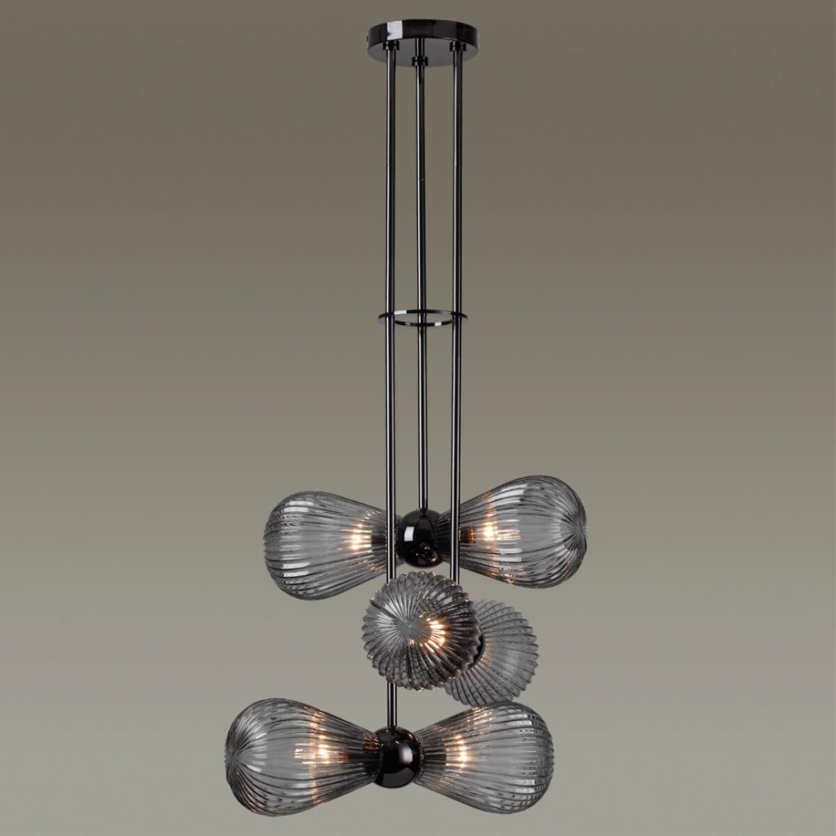 5417/6 MODERN ODL_EX23 000 черный хром/дымчатый/металл/стекло Подвес E14 6*40W ELICA — изображение 3