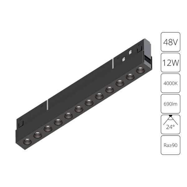 A5724PL-1BK СВЕТИЛЬНИК ПОТОЛОЧНЫЙ EXPERT 48В 12Вт 690Лм 4000К 90+ 24°