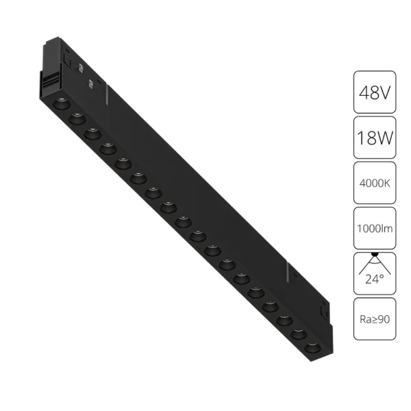A5725PL-1BK СВЕТИЛЬНИК ПОТОЛОЧНЫЙ EXPERT 48В 18Вт 1000Лм 4000К 90+ 24°