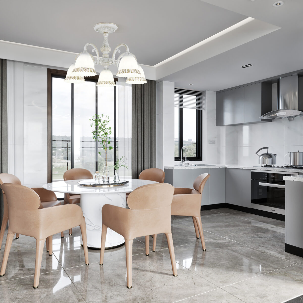 Люстра с плафонами 347410/5 WT+G Arte Milano (Артемилано) — изображение 2