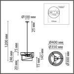 8041/3 MODERNI LN26 190 никель/черный/золото/белый, металл/текстиль Подвесной светильник Е27 3*60W 220V INDIRA — изображение 2