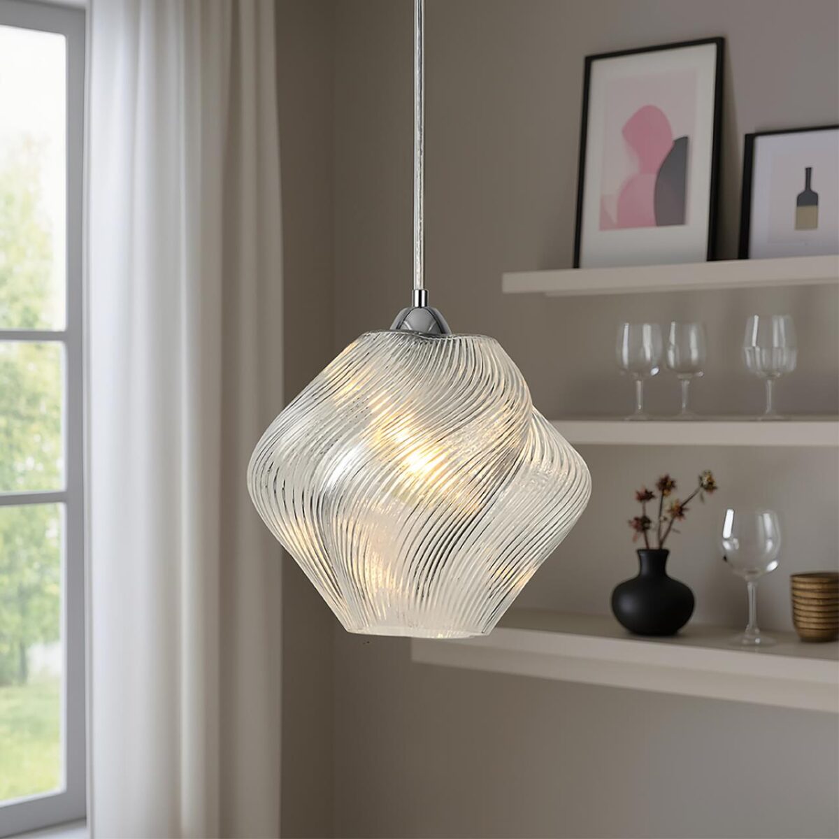 8288/1A MODERNI LN26 371 хром/прозрачный, металл/стекло Подвес E27 1*60W 220V TIDE — изображение 2