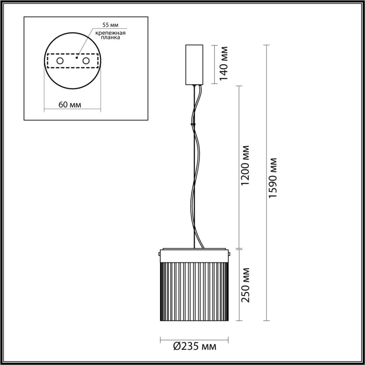 5047/20L L-VISION ODL24 000 черный/светл.янтарный/металл/стекло Подвес LED 20W 4000К 2238Лм PILLARI — изображение 2