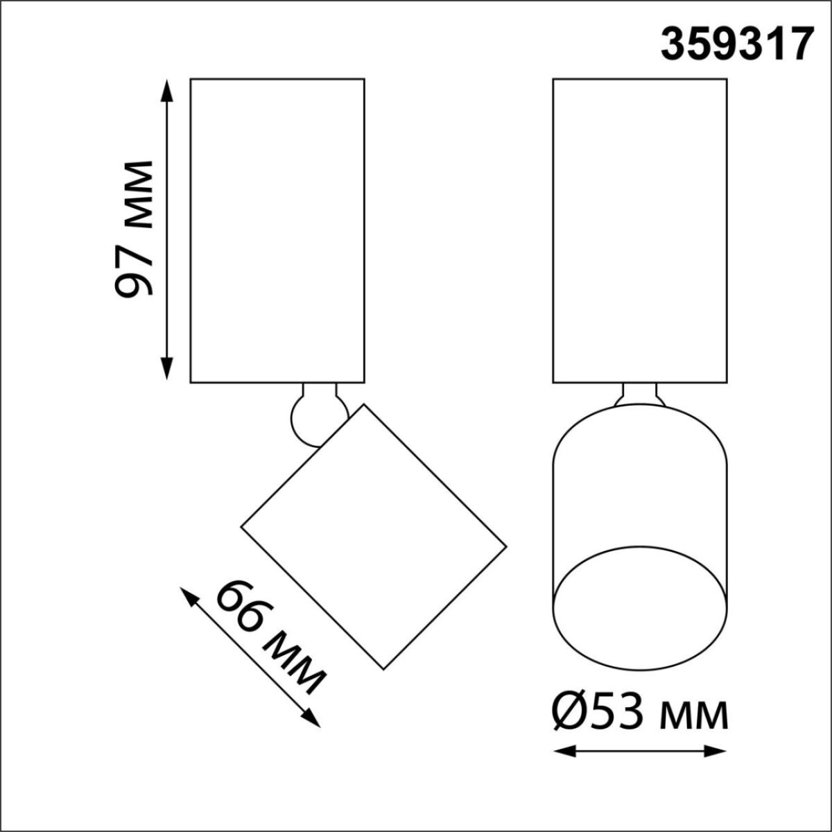 359317 OVER NT24 426 черный Светильник накладной светодиодный IP20 LED 10W 85-265V 3000K 1100Лм TUBO — изображение 3