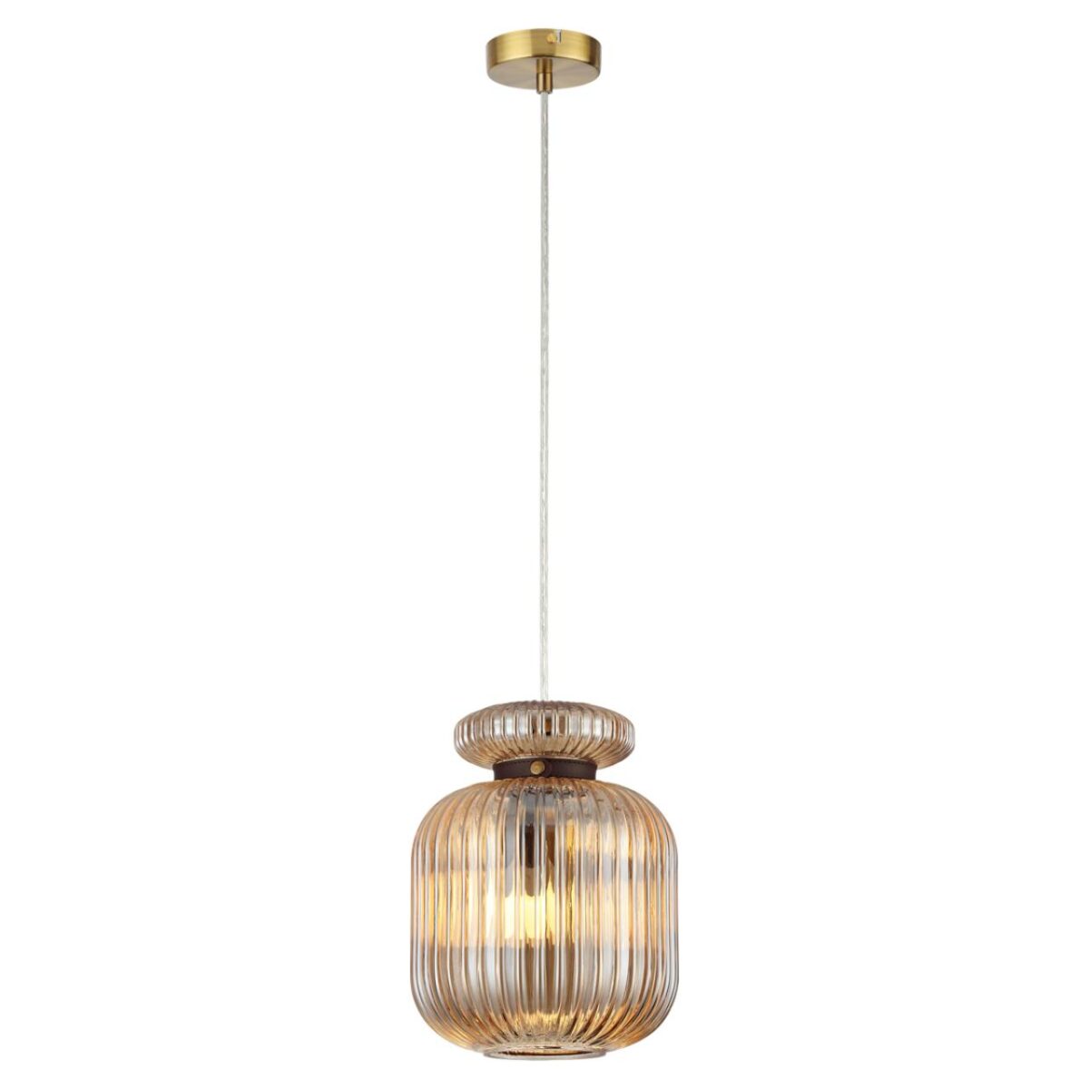 5042/1A PENDANT ODL24 373 античн.бронза/янтарный/металл/стекло/эко.кожа Подвес E27 1*60W JUGI — изображение 2