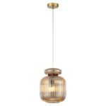 5042/1A PENDANT ODL24 373 античн.бронза/янтарный/металл/стекло/эко.кожа Подвес E27 1*60W JUGI — изображение 2