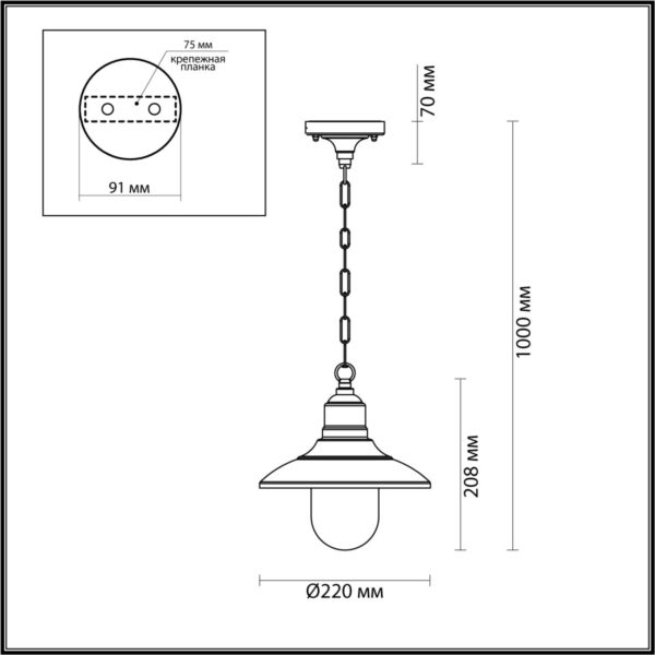 4965/1 NATURE ODL22 713 черный/стекло Ландшафтный подвес E27 1*60W IP44 CAMPA