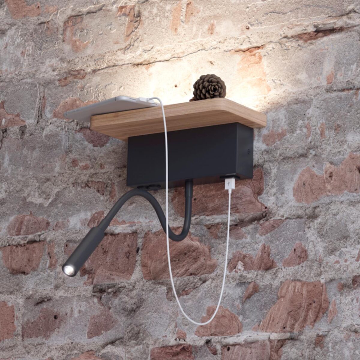 3868/8WL HIGHTECH ODL19 475 св.дерево/дерево Настен. светильник LED 8W 560Лм 3000К USB зарядка WOODY — изображение 1