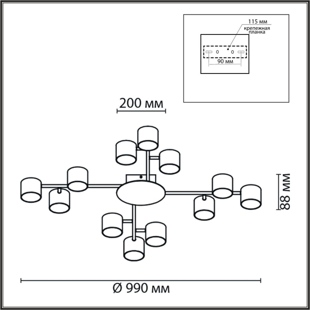 8235/12C COMFI LN26 242 белый, металл Люстра потолочная LED GX53 12*12W 220V GARETA — изображение 2