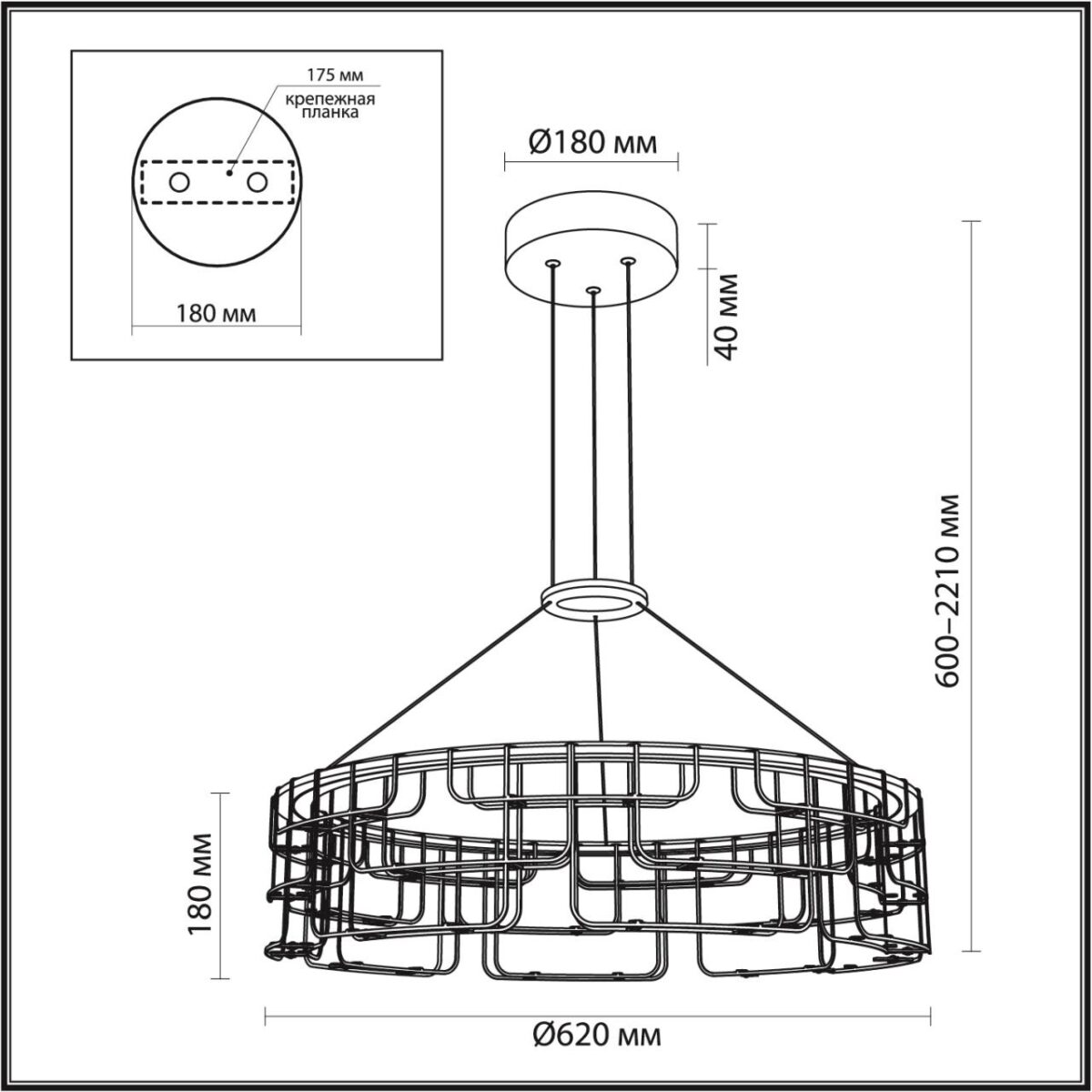 2ee46bf6e39f7d33ed10f84841f5b020 7059/44L HIGHTECH ODL26 287 Подвесной светильник нерж/сталь хром IP20 LED 44W 3960Лм 3000K 220V ZAHA — изображение 1