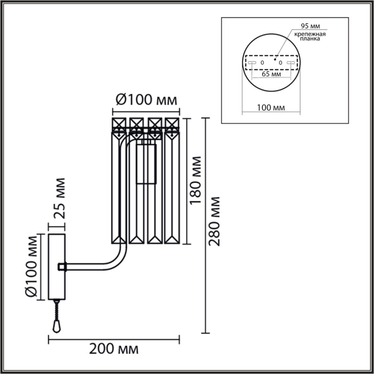 8347/1W CLASSI LN26 155 золото/прозрачный, металл/хрусталь Бра E14 1*40W 220V FAVLA — изображение 1