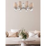6585/8 MODERNI LN26 059 хром/бежевый, металл/текстиль, стекло Люстра подвесная E14 8*40W 220V ARNIKA — изображение 2
