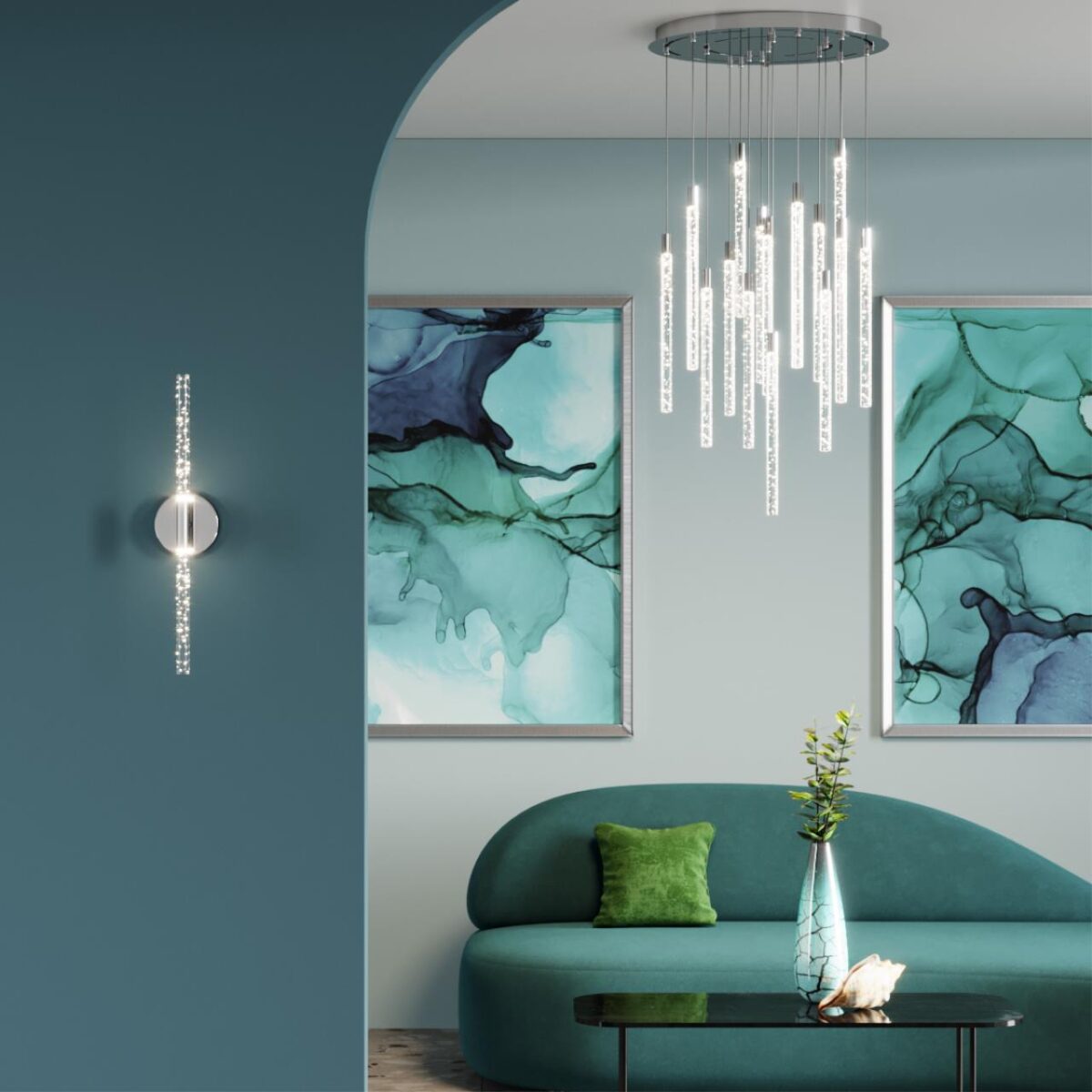3d1bd1d8de5026b1b9ca9a6ac44fd081 4370/5L HIGHTECH ODL23 235 хром полированный/акрил с пузырьками Подвесной св-к IP20 LED 4W 200Лм 3000K SPARKY — изображение 1