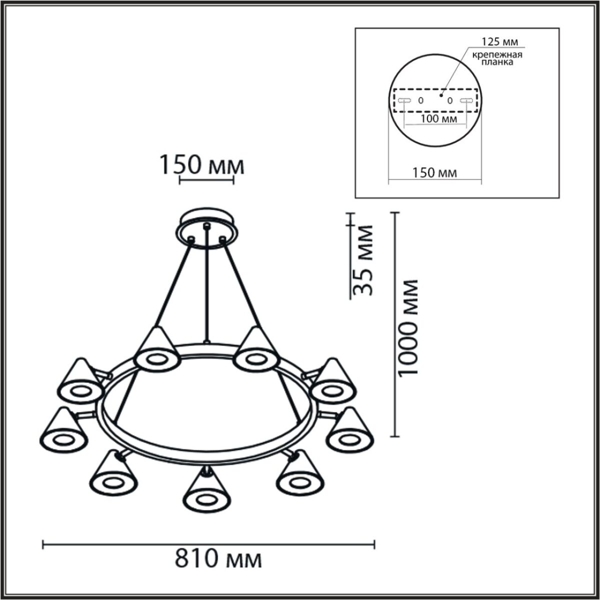 8233/9 COMFI LN26 255 черный/золото, металл Подвесной светильник GU10 LED 9*7W 220V LAMINA — изображение 3