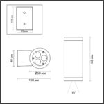 7071/7WL NATURE ODL25 685 Настенный светильник черный/металл IP65 LED 7W 3000K 15° AC85~265V LONG — изображение 3