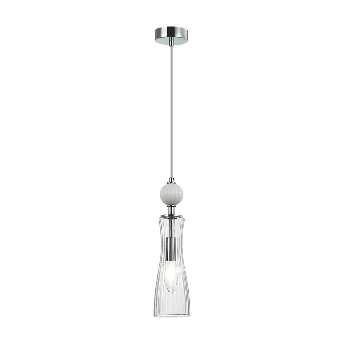 8268/1A NEOCLASSI LN26 160 хром/белый/прозрачный,  металл/керамика/стекло Подвес Е14 1*40W 220V EMILY — изображение 3
