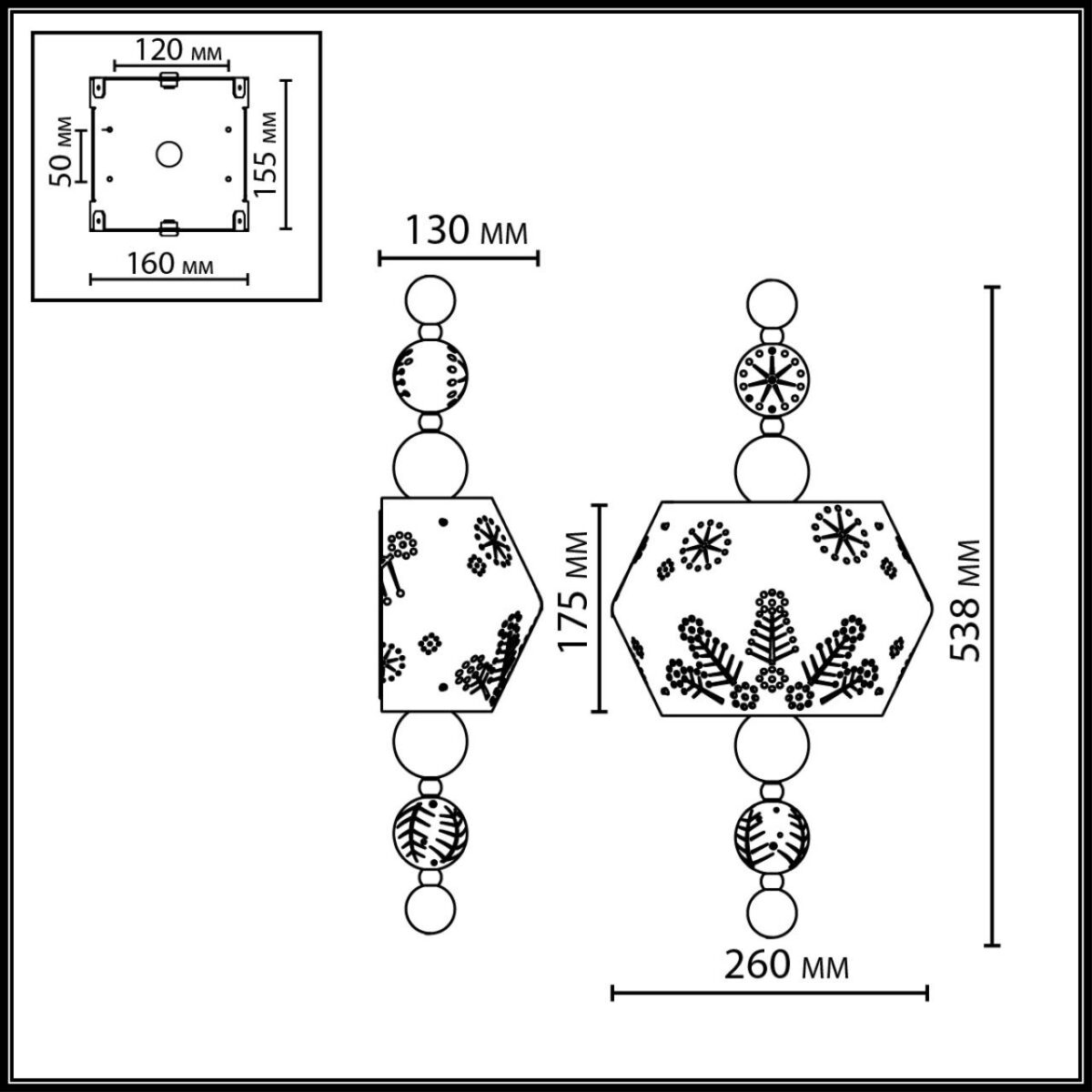 5444/1WA PENDANT ODL_EX26 031 бежевый/античная бронза/металл/керамика Бра E14 2*40W KARELIA — изображение 3