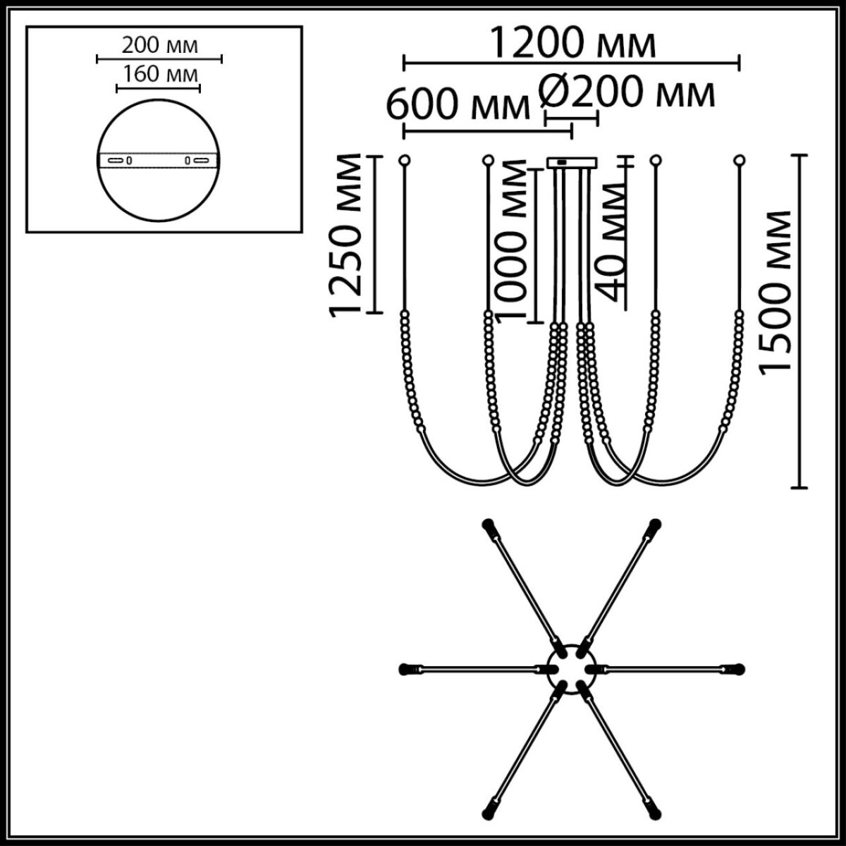 6445e9a0003a13e14adbc6e7bb5255b8 7149/70L HIGHTECH ODL26 221 Подвесной светильник черный/акрилл/металл IP20 LED 70W 4300Лм 3500K 300° 220V MONELLA — изображение 1