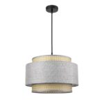 8043/1 MODERNI LN26 338 черный/серый/бежевый, металл/текстиль/ротанг Подвесной светильник Е27 1*60W 220V LAUNA