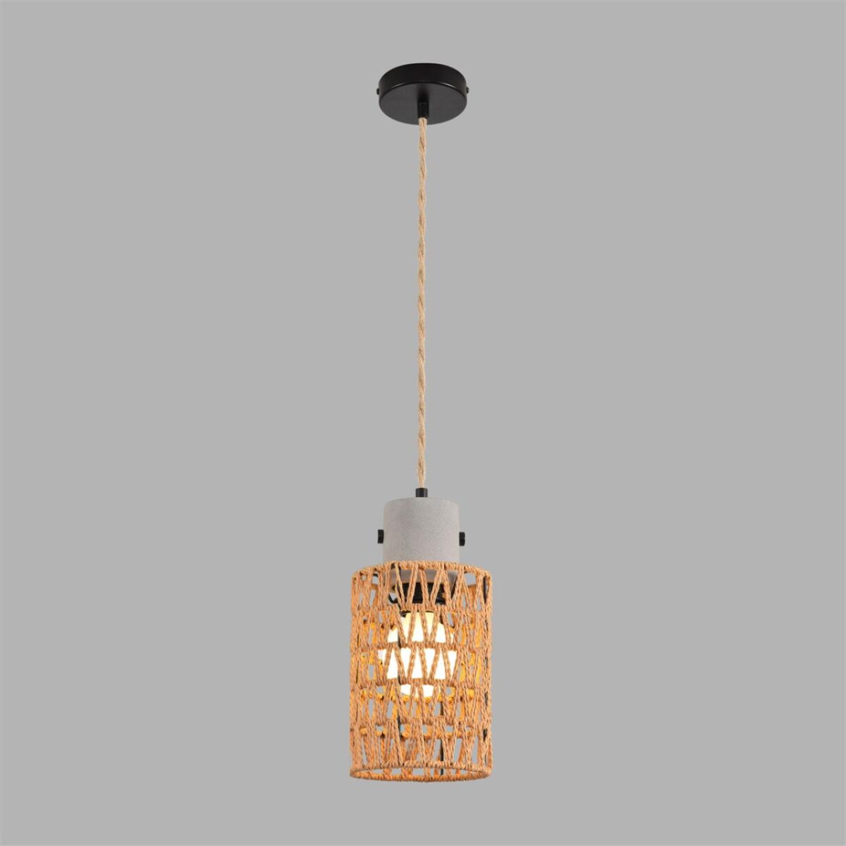 8366/1A ECO LN26 327 черный/серый/бежевый, бетон/металл/джутовый шнур Подвес E27 LED 10W 220V BOHO — изображение 2