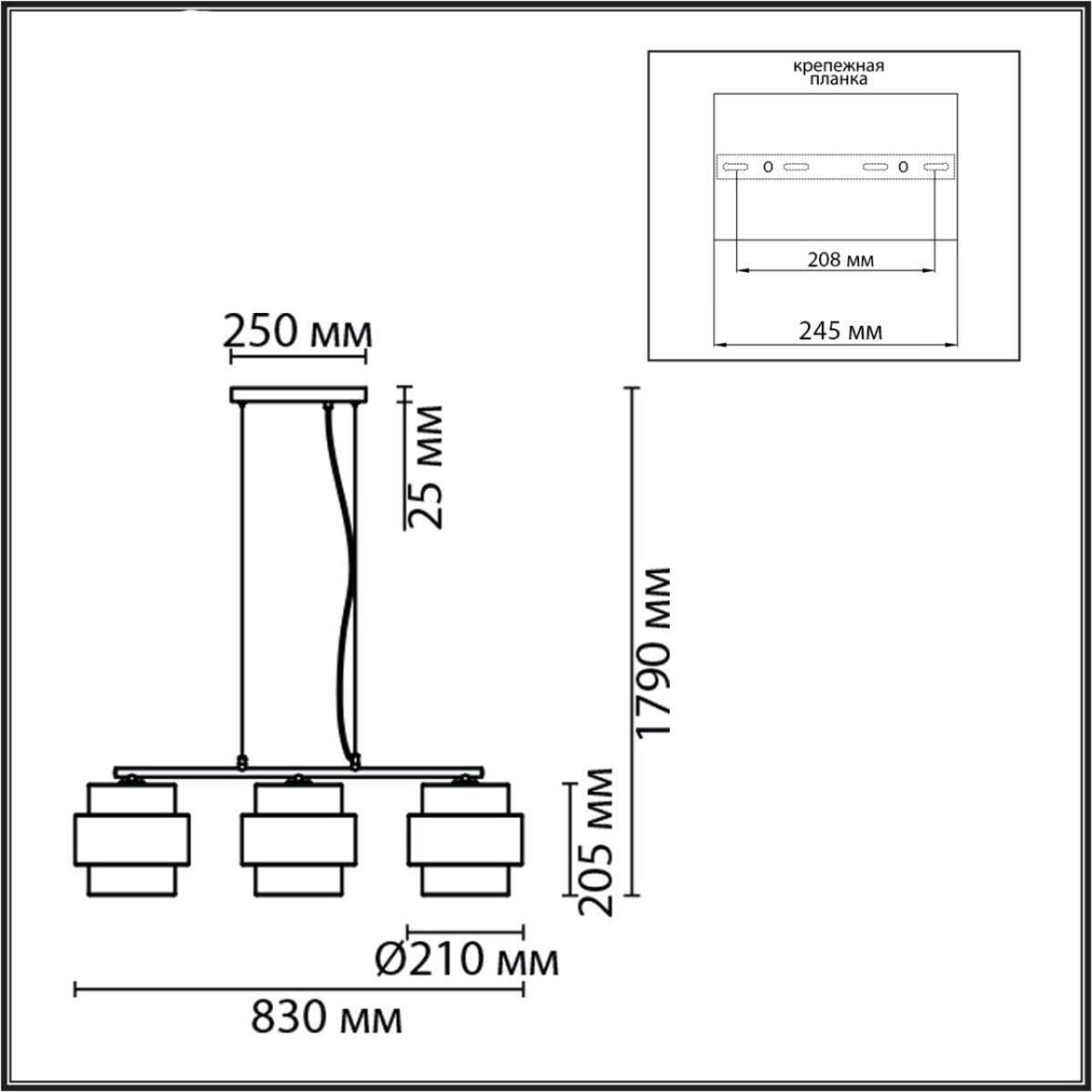 8003/3A MODERNI LN26 312 черный/черный, золотой металл/металл, текстиль Подвес Е27 3*60W 220V ANIMAISA — изображение 2