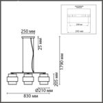 8003/3A MODERNI LN26 312 черный/черный, золотой металл/металл, текстиль Подвес Е27 3*60W 220V ANIMAISA — изображение 2