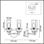 6555/2W CLASSI LN26 100 черный/дымчатый/металл/стекло Бра E14 2*40W 220V MADONNA — изображение 2