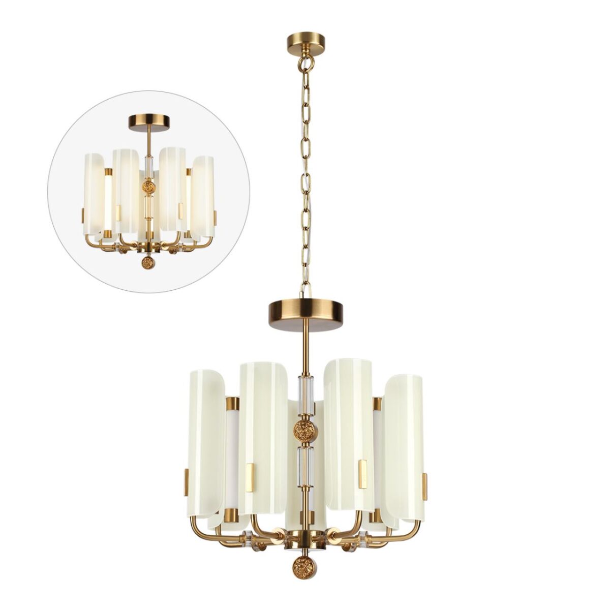 7c4c424c4cc3aa46098d6d848f113830 5467/35L MODERN ODL_EX26 049 белый/коричневый/античная бронза/металл/стекло/декор металл Люстра LED 35W (5W*7) 2700K LION — изображение 1