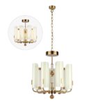 5467/35L MODERN ODL_EX26 049 белый/коричневый/античная бронза/металл/стекло/декор металл Люстра LED 35W (5W*7) 2700K LION