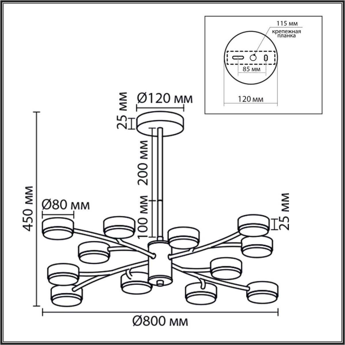 8265/12 COMFI LN26 233 металл, белый Люстра GX53 LED 12*7W 220V TORINA — изображение 3