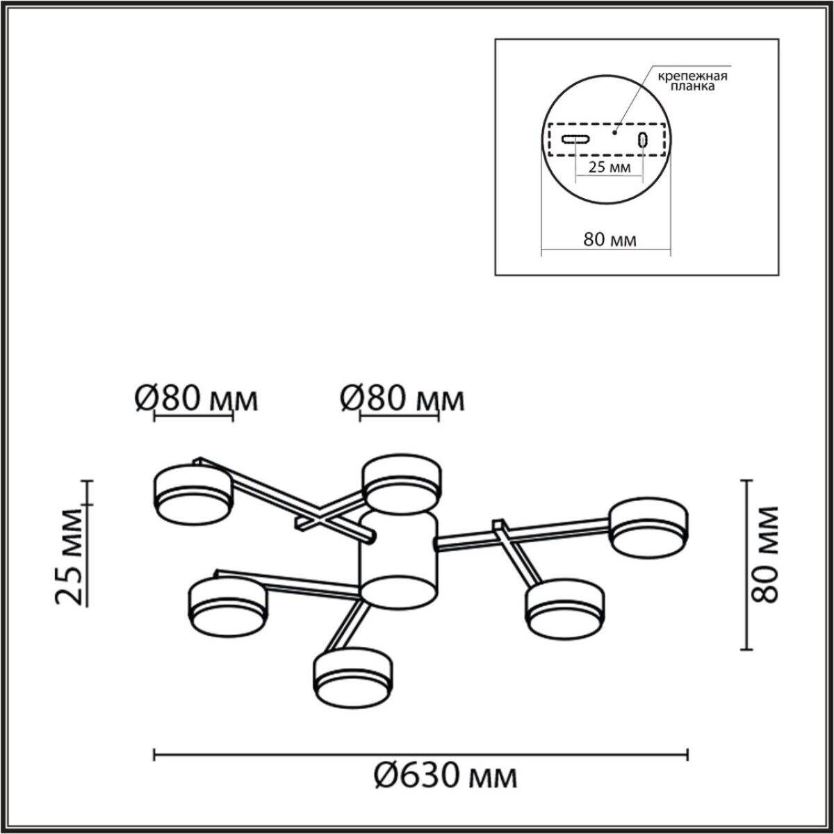 8115/6C COMFI LN26 248 никель, металл Люстра потолочная LED GX53 6*7W 220V DABRA — изображение 3