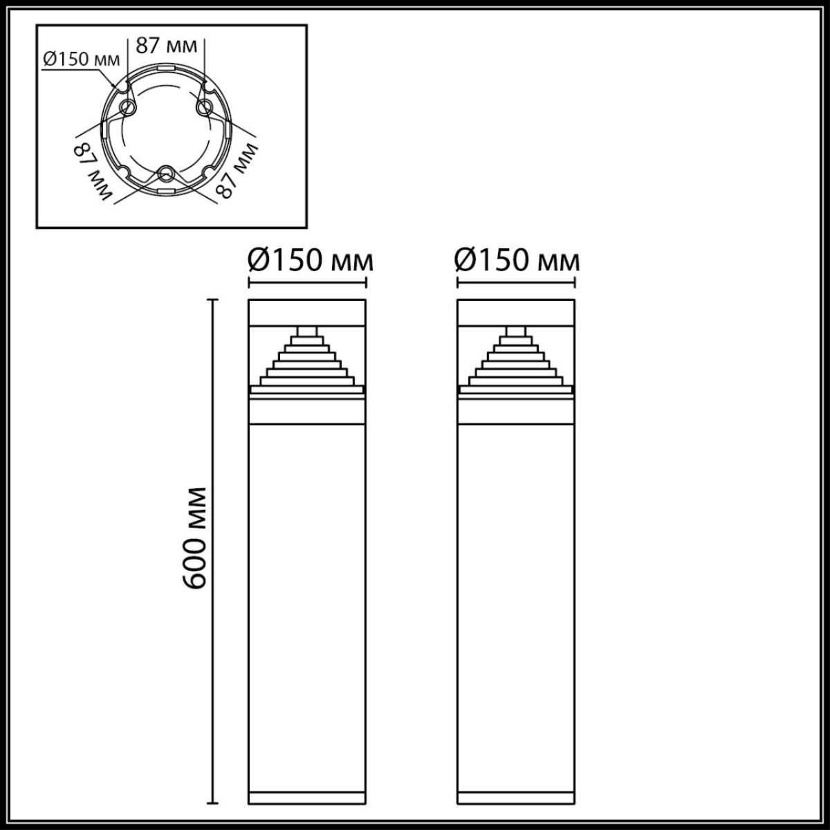 7140/20GL NATURE ODL25 669 Напольный светильник черный/металл IP65 LED 20W 672Лм 150° 3000K 85-265V HULK — изображение 2