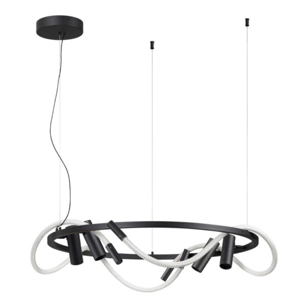 4391/55L HIGHTECH ODL24 299 черный/металл/канат Подвесной св-к с раздельн. вкл IP20 LED 50W 2020Лм 4000K CORDA