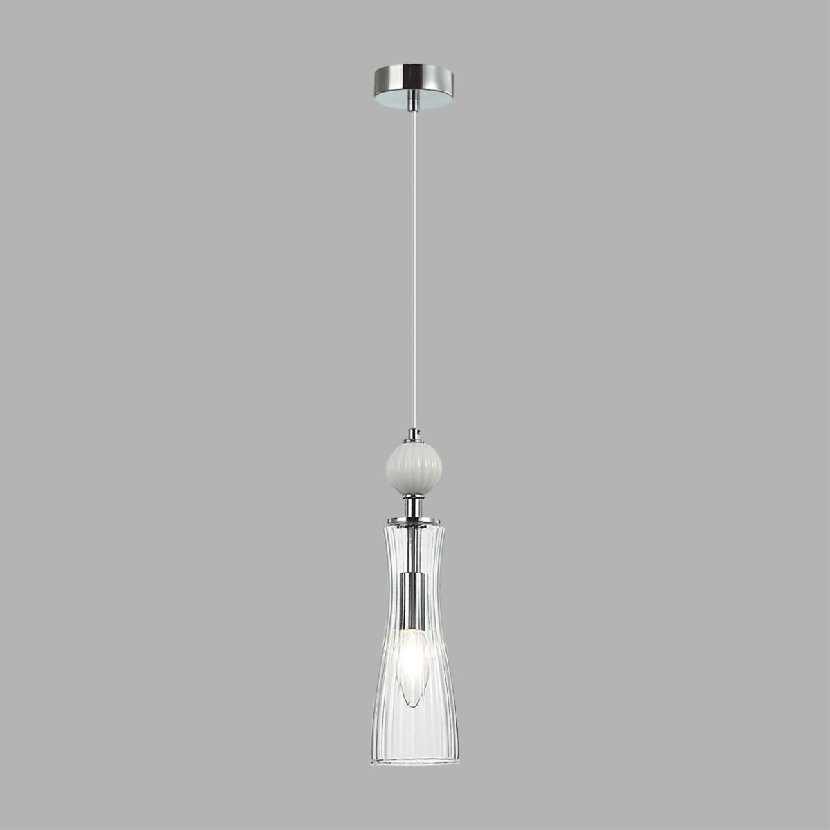 8268/1A NEOCLASSI LN26 160 хром/белый/прозрачный,  металл/керамика/стекло Подвес Е14 1*40W 220V EMILY — изображение 2