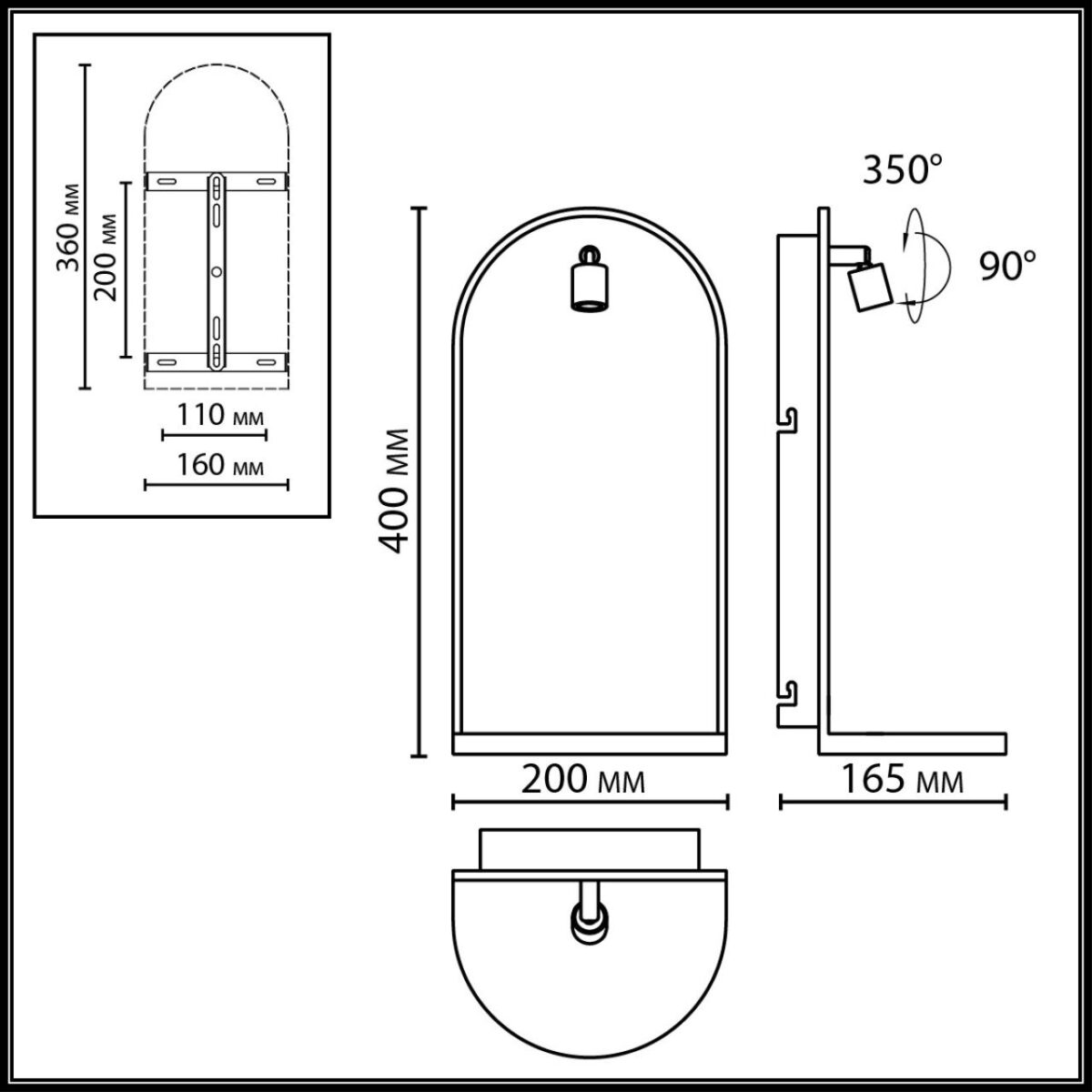 7176/3WL HIGHTECH ODL26 055 светильник темно-зеленый/черный/мрамор/металл IP20 LED 3W 250Лм 3000K 220-240V GIARDINO — изображение 2
