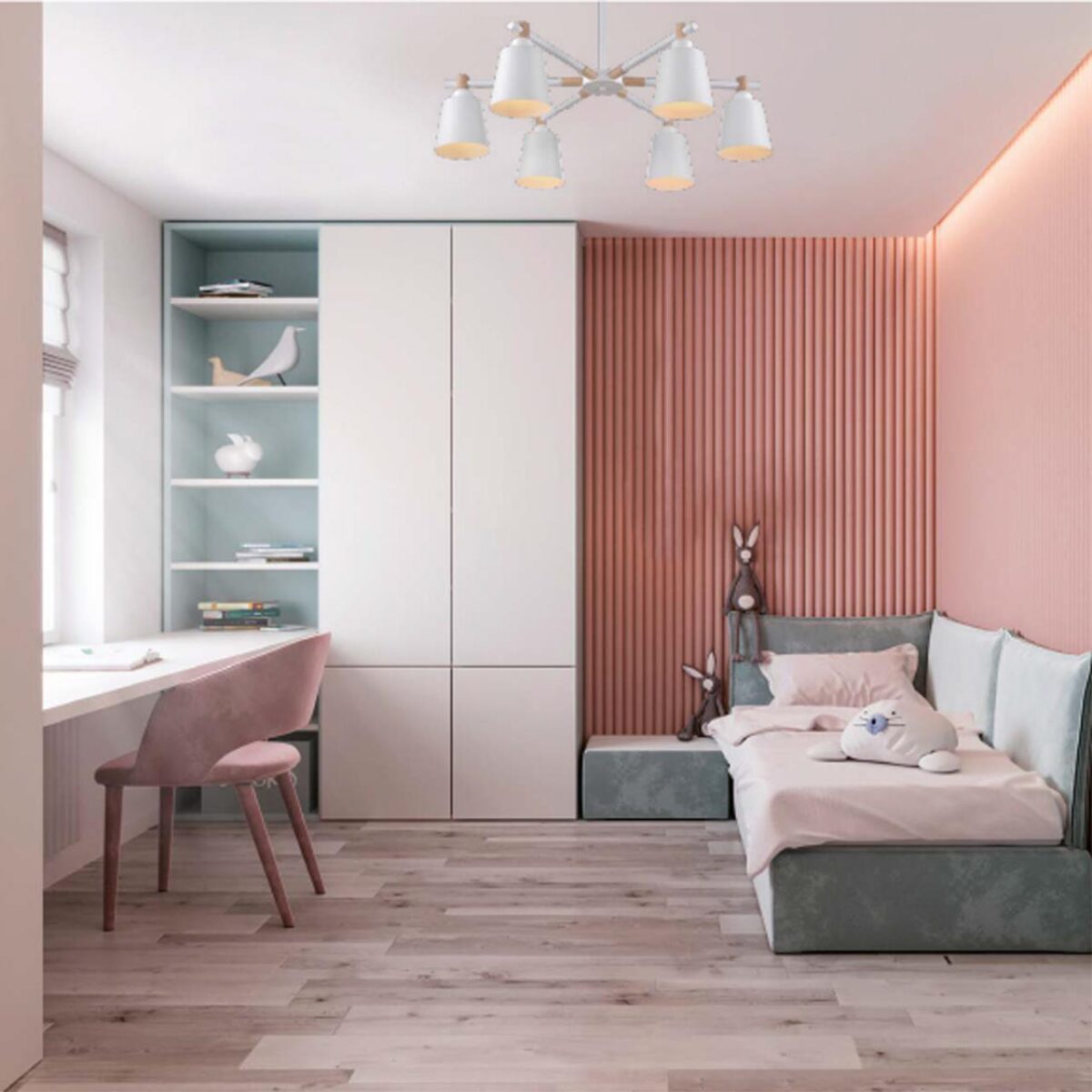 8097/6C MODERNI LN26 342 белый/белый металл, дерево/металл Люстра потолочная Е27 6*60W 220V ROSALINA — изображение 2